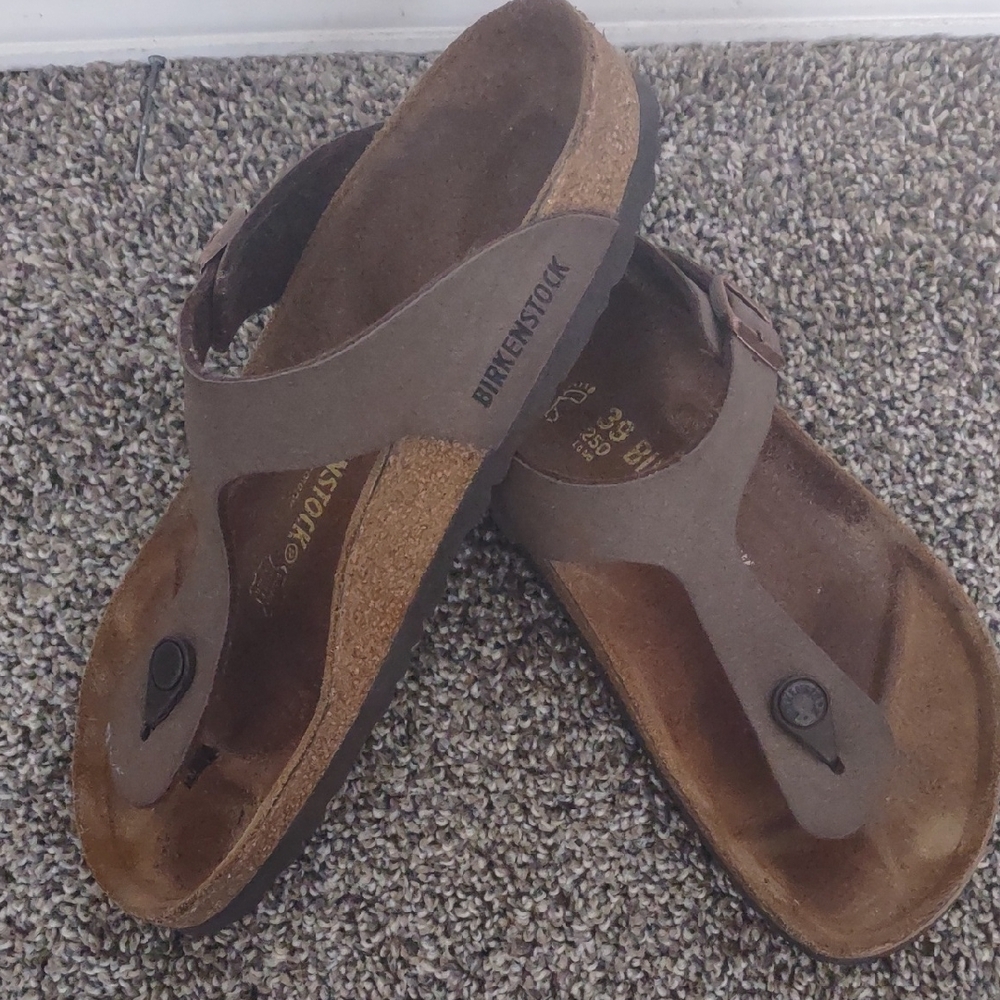 Birkenstock Brown Suede Gizeh-Style Thong Sandals 8-8.